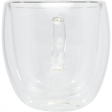 Logotrade Logogeschenke das Foto: Manti 2-teiliger 250 ml doppelwandiger Glasbecher mit Bambusuntersetzer 