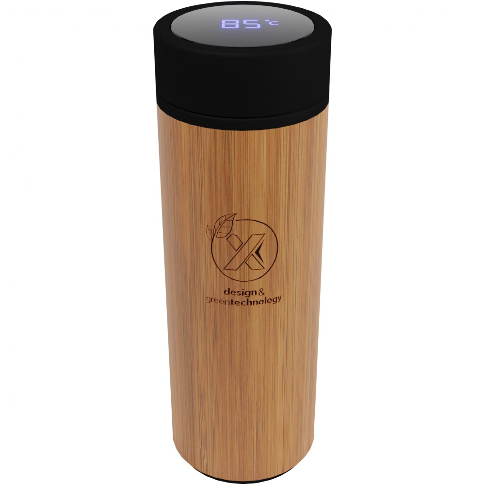 Logotrade Werbegeschenke das Foto: SCX.design D11 500 ml Smart Flasche  aus Bambus mit Leuchtlogo