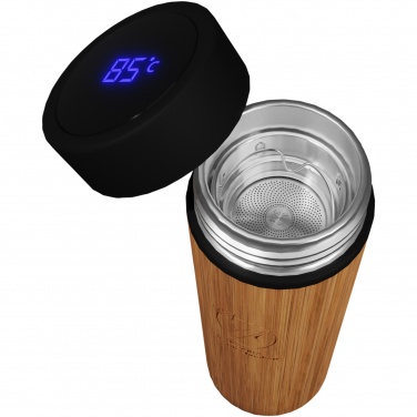 Logotrade Firmengeschenke das Foto: SCX.design D11 500 ml Smart Flasche  aus Bambus mit Leuchtlogo