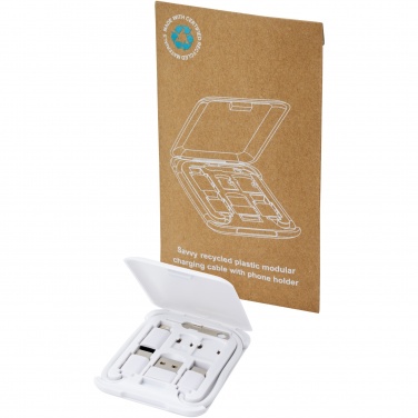 Logotrade Geschäftsgeschenke das Foto: Savvy recyceltes modulares Ladekabel mit Telefonhalterung