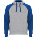 Badet zweifarbiger Kapuzenpullover Unisex, Grau meliert / Königsblau
