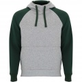 Badet zweifarbiger Kapuzenpullover Unisex, Grau meliert / Flaschengrün