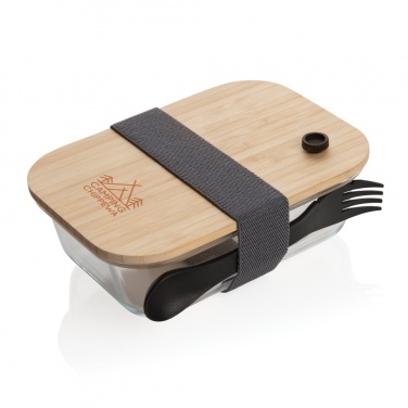 Logotrade Werbegeschenke das Foto: Lunch-Box aus Glas mit Bambusdeckel