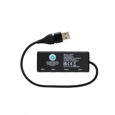 Logotrade Werbeartikel das Foto: Link Dual Input USB Hub aus RCS rec. Kunststoff und Bambus