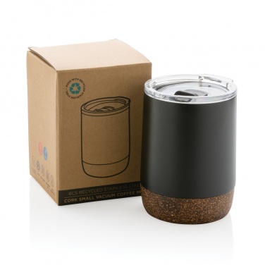 Logotrade Logogeschenke das Foto: Kleine Vakuum-Kaffeetasse aus RCS rSteel & Kork