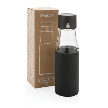 Logotrade werbemittel das Foto: Ukiyo Trink-Tracking-Flasche aus Glas mit Hülle