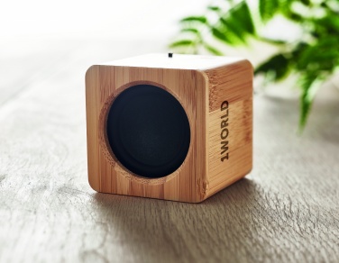 Logotrade Werbegeschenke das Foto: Kabelloser Lautsprecher aus Bambus