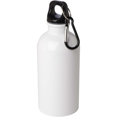 Logotrade Firmengeschenke das Foto: Oregon 400 ml RCS-zertifizierte, einwandige Trinkflasche aus Edelstahl mit Karabinerhaken