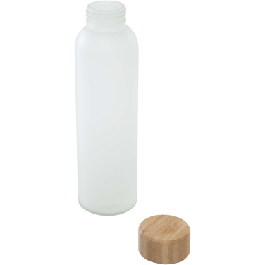 Logotrade Werbegeschenke das Foto: Lume 500 ml Flasche aus mattiertem Kalknatronglas mit Bambusdeckel