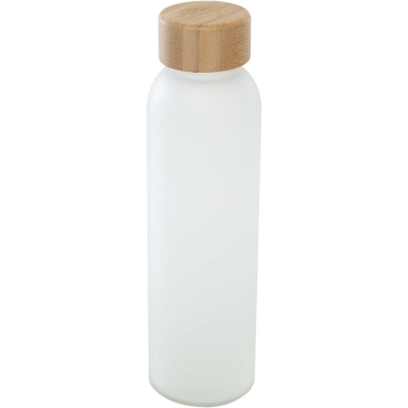 Logotrade Werbeartikel das Foto: Lume 500 ml Flasche aus mattiertem Kalknatronglas mit Bambusdeckel