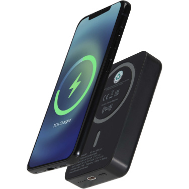 Logotrade Firmengeschenke das Foto: Acrab 15 W 10.000 mAh magnetische kabellose Powerbank mit 20 W PD aus recyceltem Kunststoff
