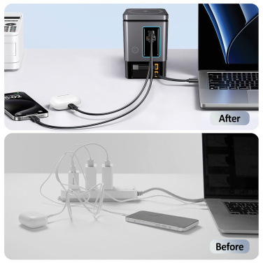Logotrade Logogeschenke das Foto: Urban Vitamin Sacramento 105W GaN Charger mit einz. Kabeln