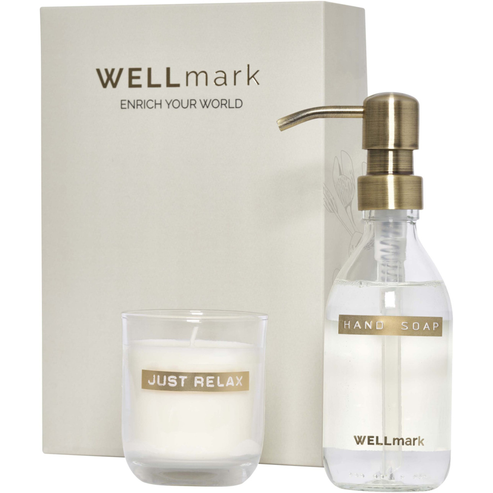 Logotrade Firmengeschenke das Foto: Wellmark Discovery 250 ml Handseifenspender und 150 g Duftkerze im Set