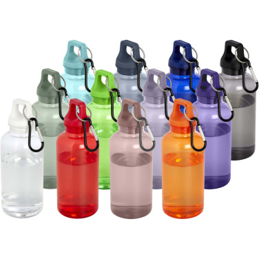 Logotrade Firmengeschenke das Foto: Oregon 400 ml RCS-zertifizierte Trinkflasche aus recyceltem Kunststoff mit Karabiner 