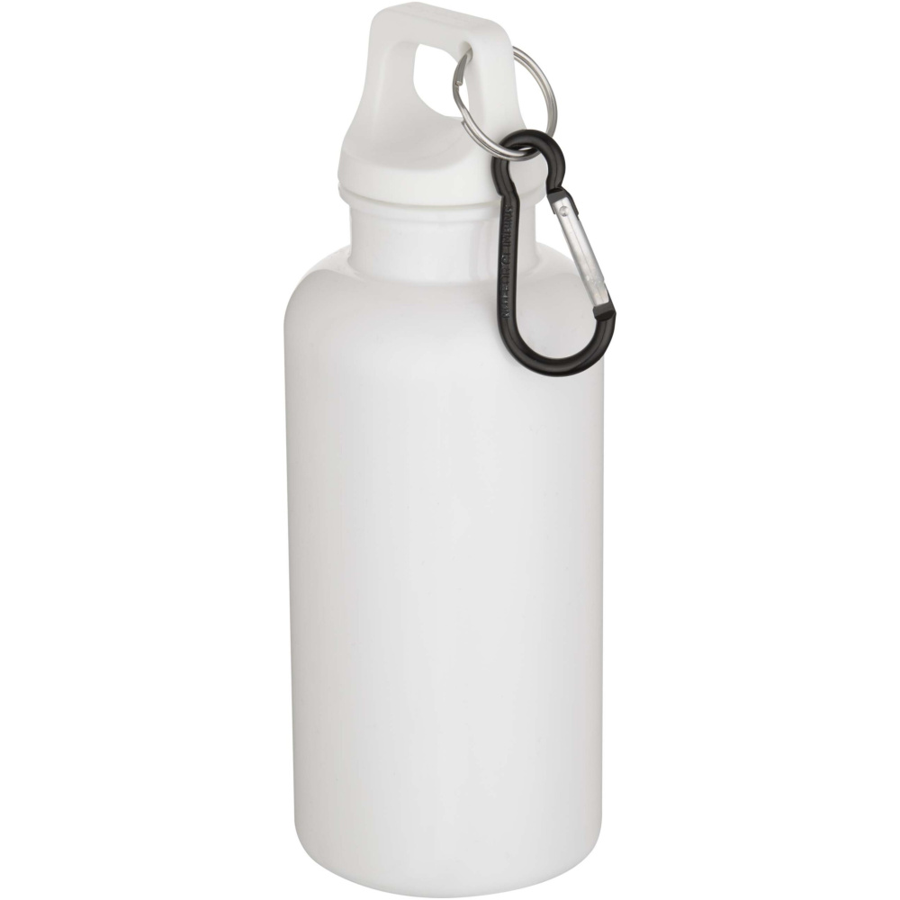 Logotrade werbemittel das Foto: Oregon 400 ml einfarbige RS-zertifizierte Trinkflasche aus recyceltem Kunststoff mit Karabinerhaken