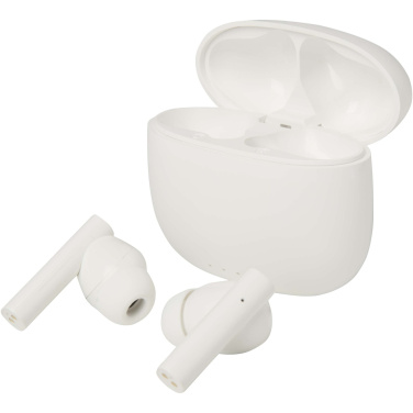 Logotrade Werbeartikel das Foto: Alterf True Wireless Bluetooth® Headset aus recyceltem Kunststoff mit Silikon-Ohrstöpseln