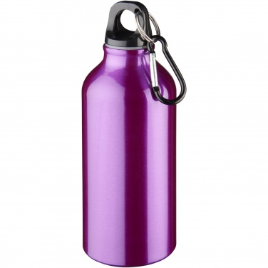 Logo trade business gift photo of: Oregon 400 ml aluminium water bottle with carabiner