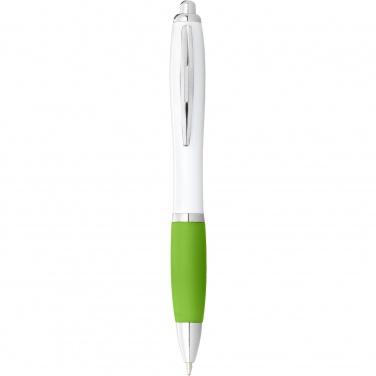 Logo trade promotional product photo of: Nash ballpoint pen with white barrel and coloured grip