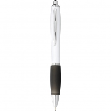 Logo trade promotional merchandise picture of: Nash ballpoint pen white barrel and coloured grip