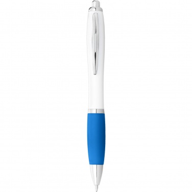 Logo trade promotional gift photo of: Nash ballpoint pen white barrel and coloured grip