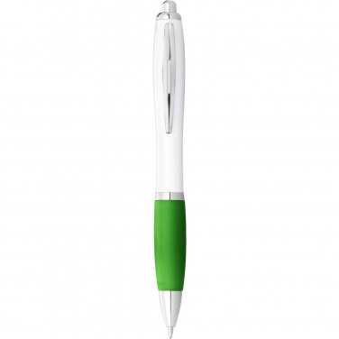Logotrade promotional products photo of: Nash ballpoint pen white barrel and coloured grip