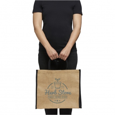 Logo trade promotional gift photo of: Harry coloured edge jute tote bag 25L