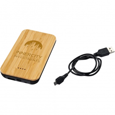Logo trade business gift photo of: Future 6000 mAh bamboo/fabric wireless power bank