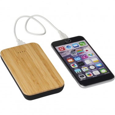 Logo trade promotional products image of: Future 6000 mAh bamboo/fabric wireless power bank