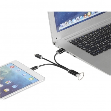 Logo trade promotional gift photo of: Metal 3-in-1 charging cable with keychain