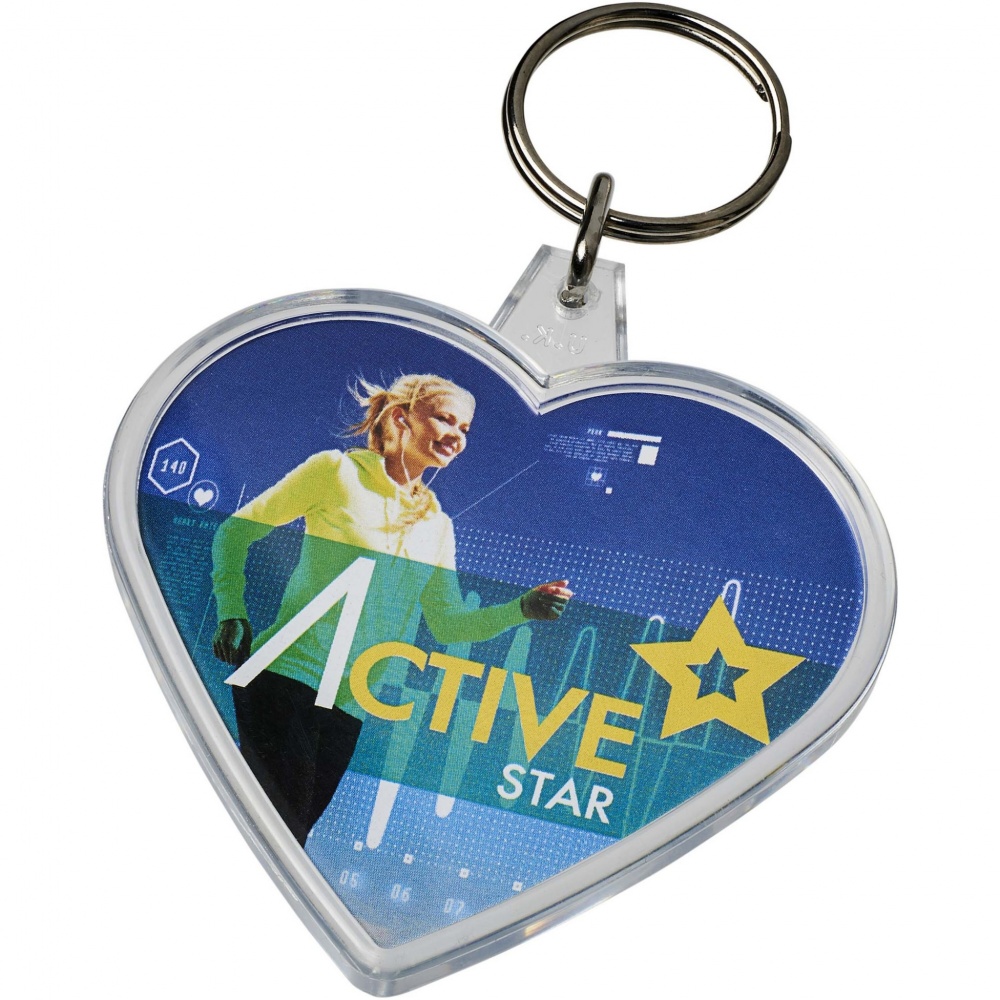 Logo trade promotional giveaways image of: Combo heart-shaped keychain
