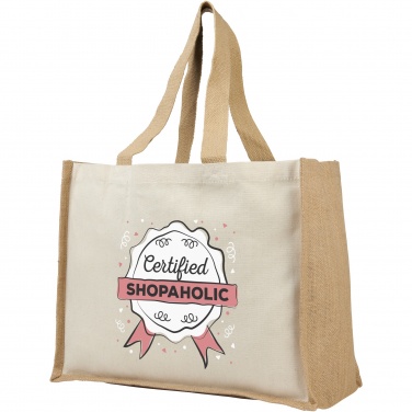 Logotrade advertising products photo of: Varai 320 g/m² canvas and jute shopping tote bag 23L