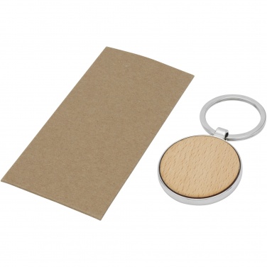 Logo trade promotional giveaway photo of: Moreno beech wood round keychain