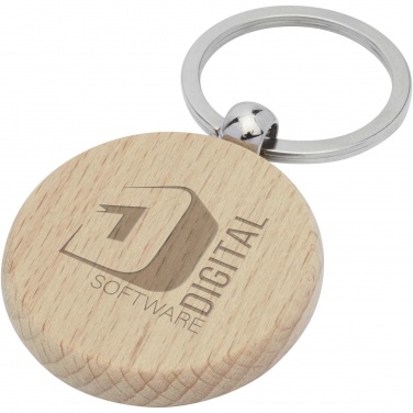 Logo trade promotional product photo of: Giovanni beech wood round keychain