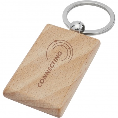 Logo trade promotional merchandise photo of: Gian beech wood rectangular keychain