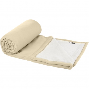 Logo trade promotional product photo of: Marigold GRS certified RPET polar fleece and sherpa blanket