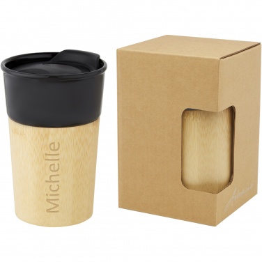 Logo trade promotional items image of: Pereira 320 ml porcelain mug with bamboo outer wall