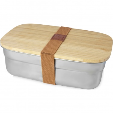 Logo trade promotional products image of: Tite stainless steel lunch box with bamboo lid