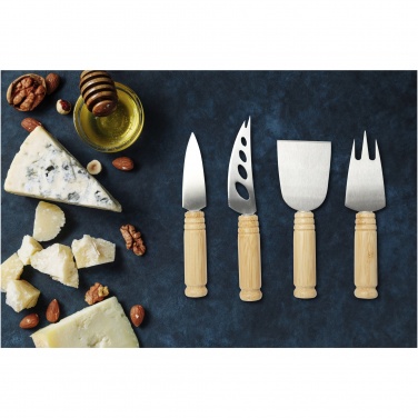 Logotrade promotional gift image of: Cheds 4-piece bamboo cheese set