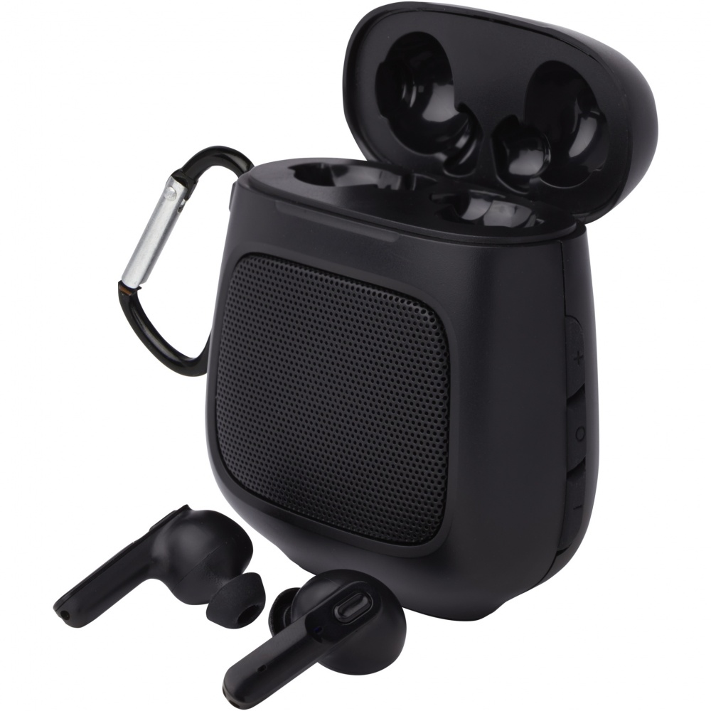 Logo trade advertising products image of: Remix auto pair True Wireless earbuds and speaker