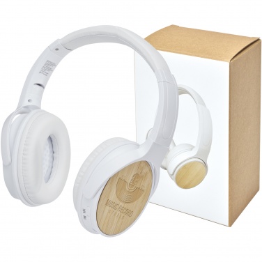 Logo trade corporate gifts image of: Athos bamboo Bluetooth® headphones with microphone