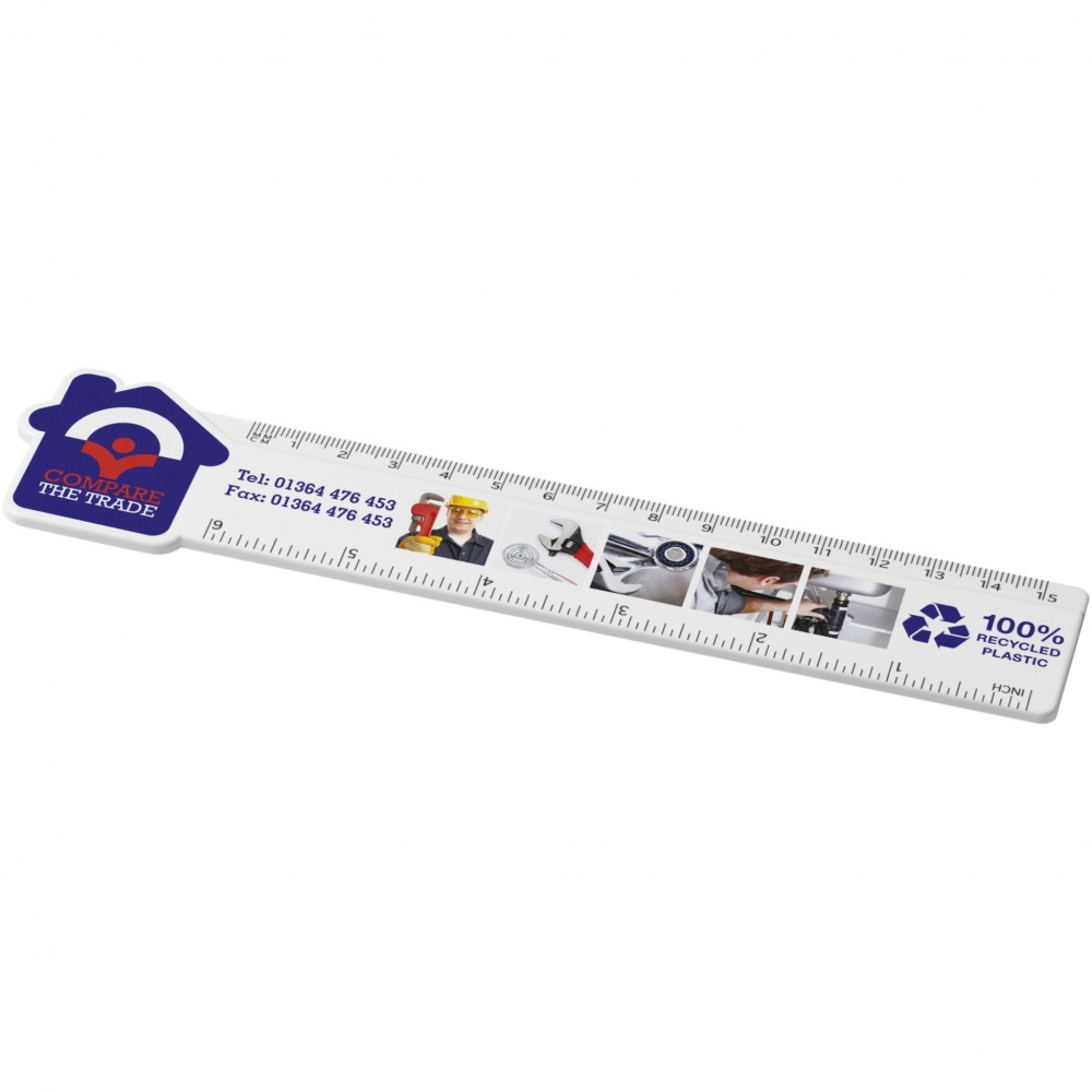 Logo trade promotional products image of: Tait 15 cm house-shaped recycled plastic ruler