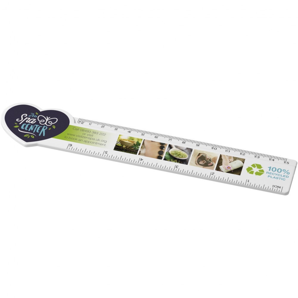 Logo trade corporate gifts image of: Tait 15 cm heart-shaped recycled plastic ruler