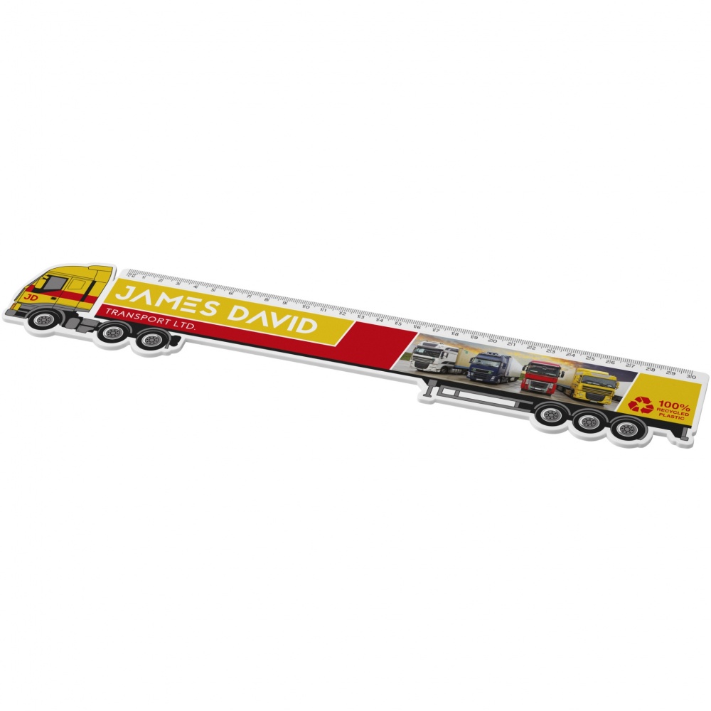 Logo trade promotional merchandise picture of: Tait 30cm lorry-shaped recycled plastic ruler