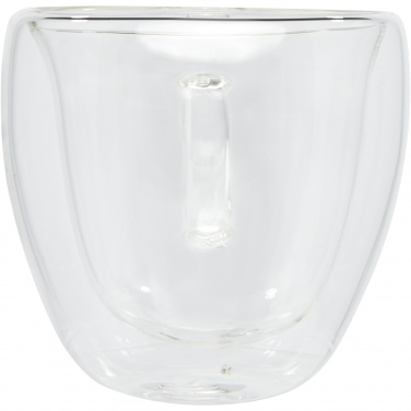 Logo trade advertising products picture of: Manti 2-piece 100 ml double-wall glass cup with bamboo coaster 