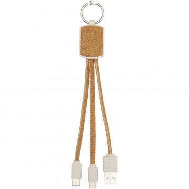 Logotrade corporate gift image of: Bates wheat straw and cork 3-in-1 charging cable