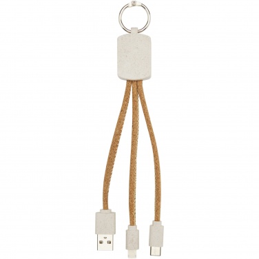Logotrade business gift image of: Bates wheat straw and cork 3-in-1 charging cable