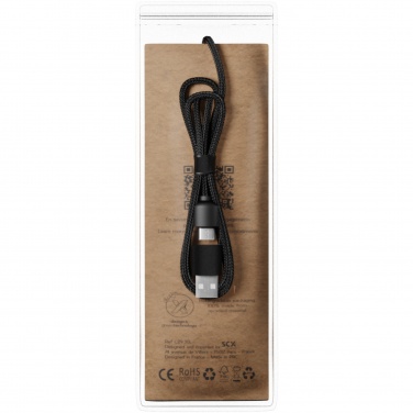 Logotrade promotional item picture of: SCX.design C37 5-in-1 rPET light-up logo charging cable with round wooden casing