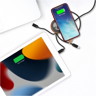 Logo trade promotional merchandise picture of: SCX.design C40 5-in-1 rPET light-up logo charging cable and 10W charging pad