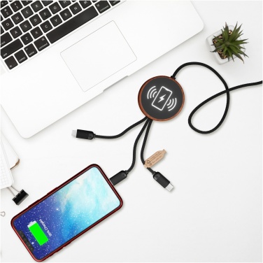 Logo trade promotional merchandise image of: SCX.design C40 5-in-1 rPET light-up logo charging cable and 10W charging pad