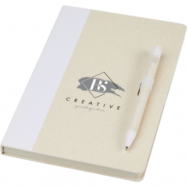 Logotrade corporate gift image of: Dairy Dream A5 size reference recycled milk cartons notebook and ballpoint pen set